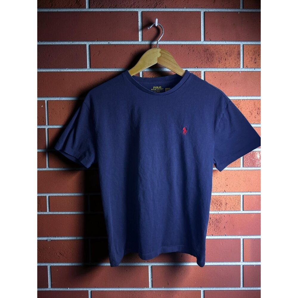 Polo Ralph Lauren Classic Fit T Shirt Men's Medium Navy Blue Red Pony